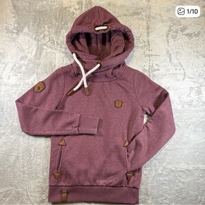 Naketano Plum Hoodie with Tan Details